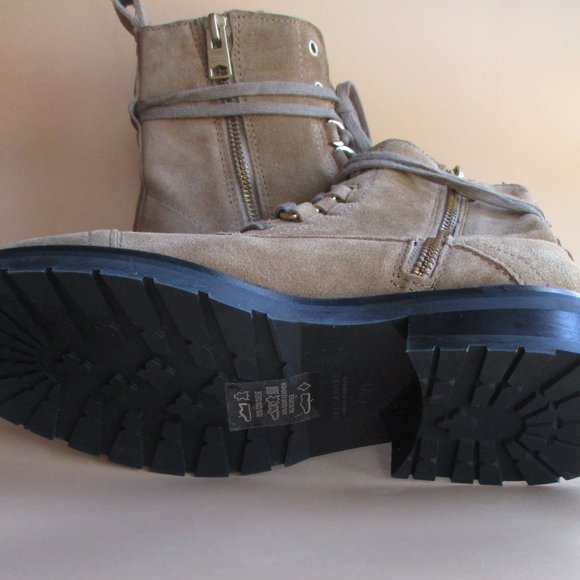 All Saints Lira Combat Boots Women's-Sand/Brown Suede-Size 37/6.5 - Picture 5 of 7